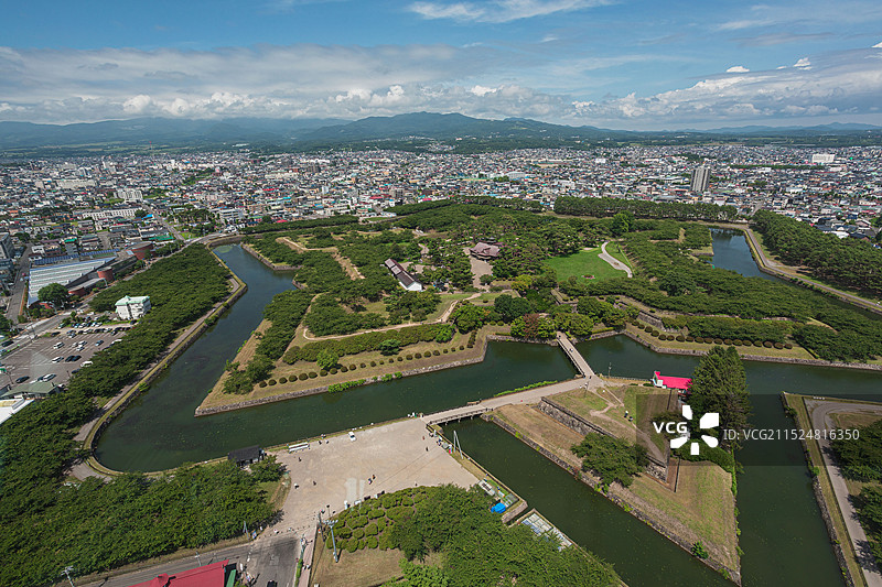 日本北海道函馆五棱郭公园高视角图片素材