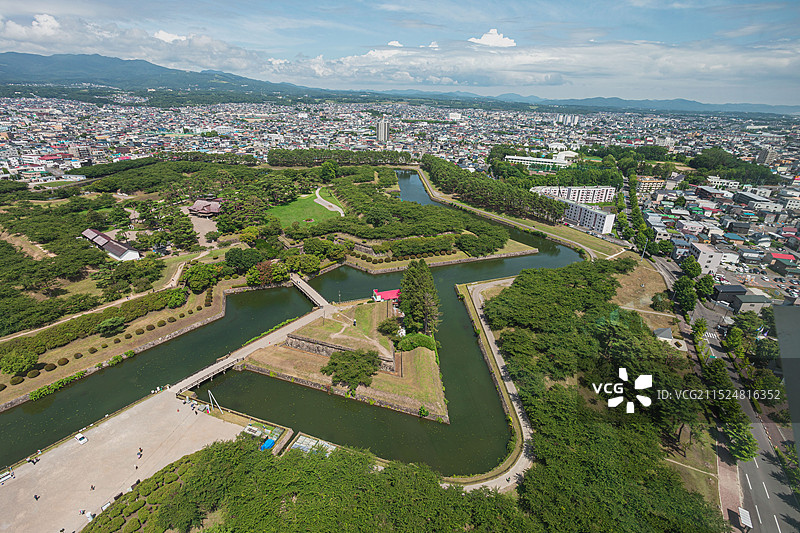 日本北海道函馆五棱郭公园高视角图片素材