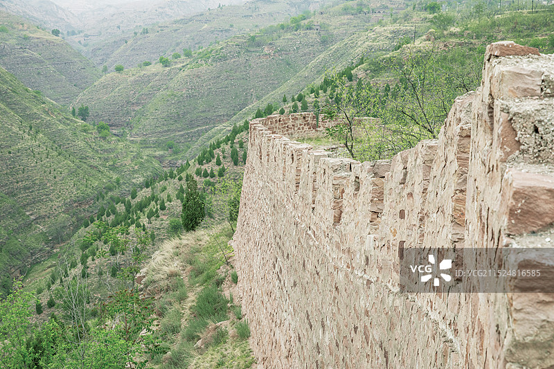 陕西省榆林市吴堡县吴堡石城的自然景观和建筑特色图片素材