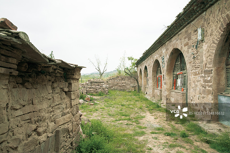 陕西省榆林市吴堡县吴堡石城的自然景观和建筑特色图片素材