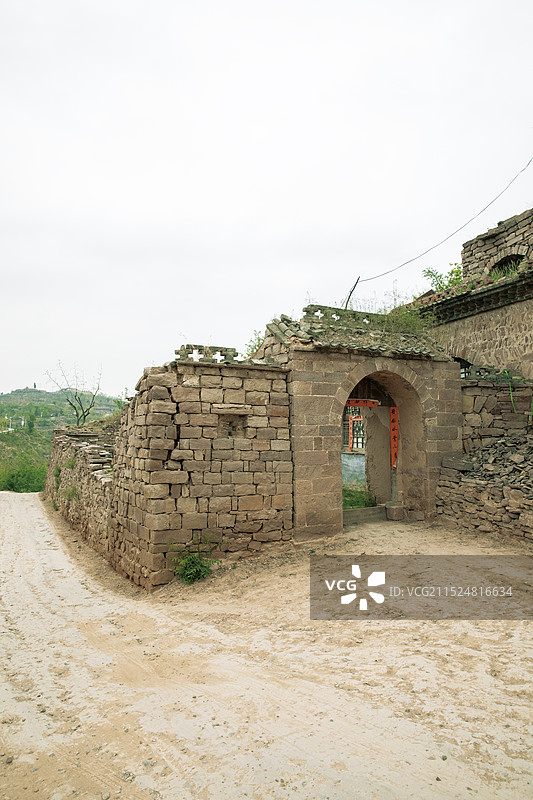 陕西省榆林市吴堡县吴堡石城的自然景观和建筑特色图片素材