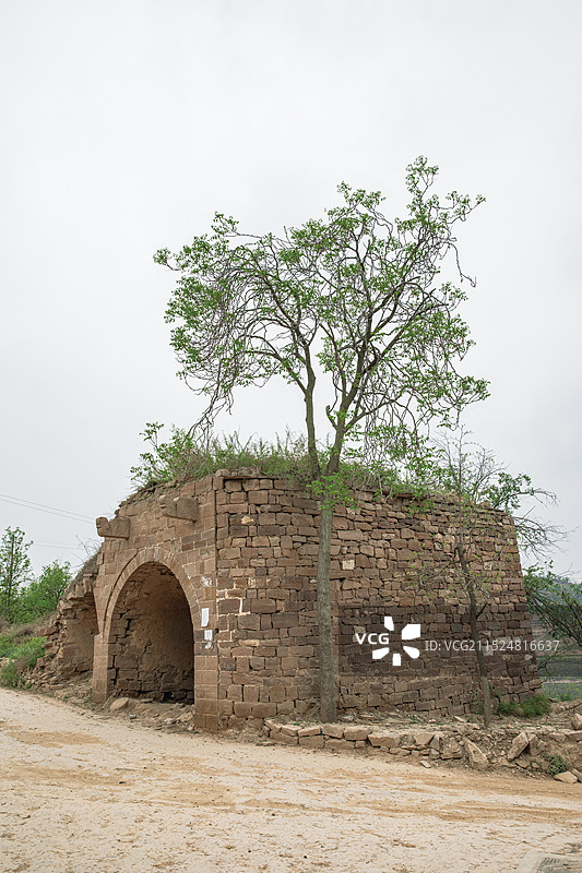 陕西省榆林市吴堡县吴堡石城的自然景观和建筑特色图片素材