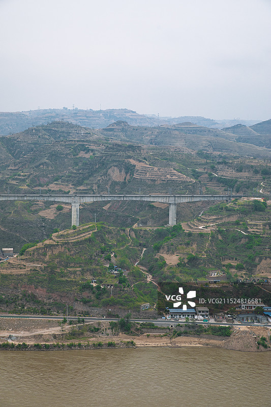 陕西省榆林市吴堡县吴堡石城的自然景观和建筑特色图片素材