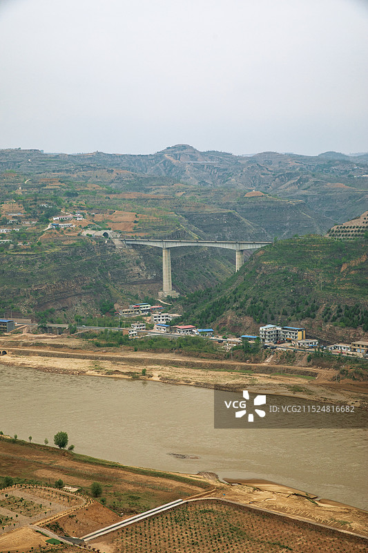 陕西省榆林市吴堡县吴堡石城的自然景观和建筑特色图片素材