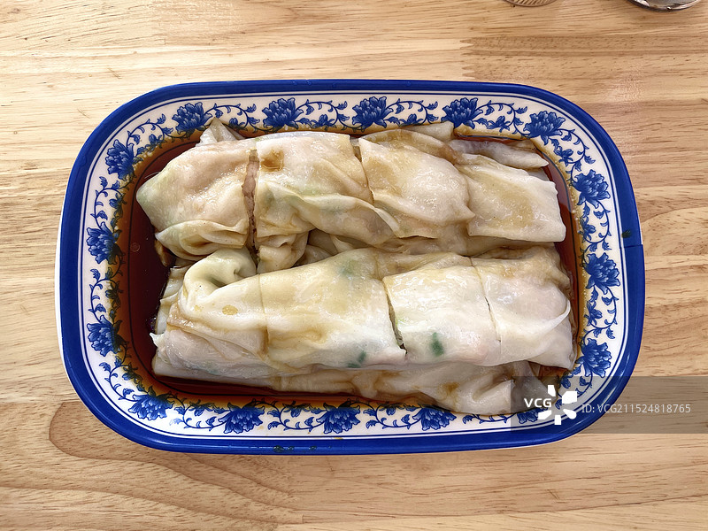 肉片拉肠（猪肉肠粉）广州本土特色美食早点图片素材