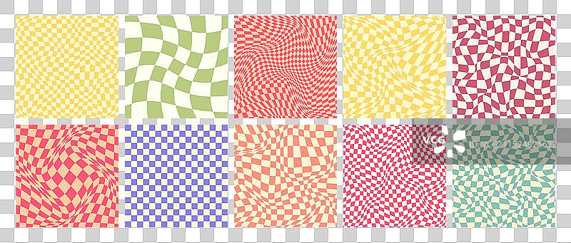 彩色扭曲的方格图案图片素材