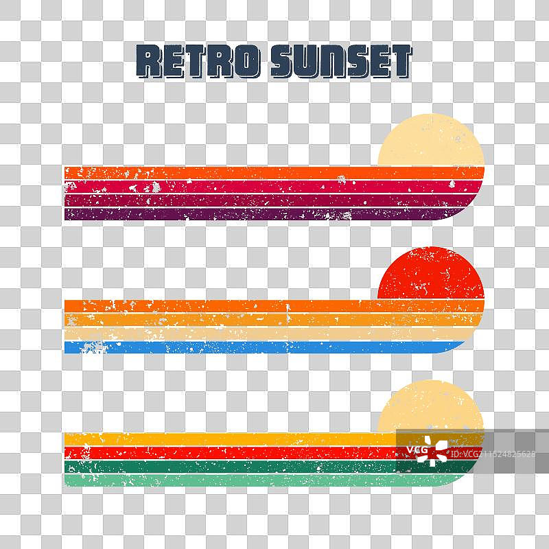 复古日落横向图案图片素材