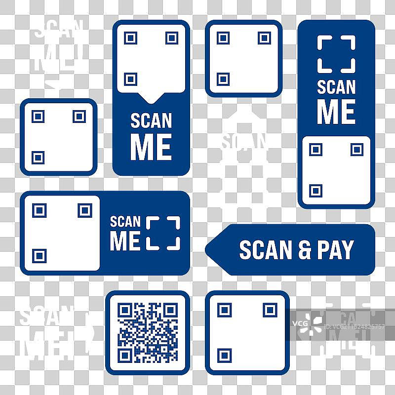 扫码支付二维码贴纸图片素材