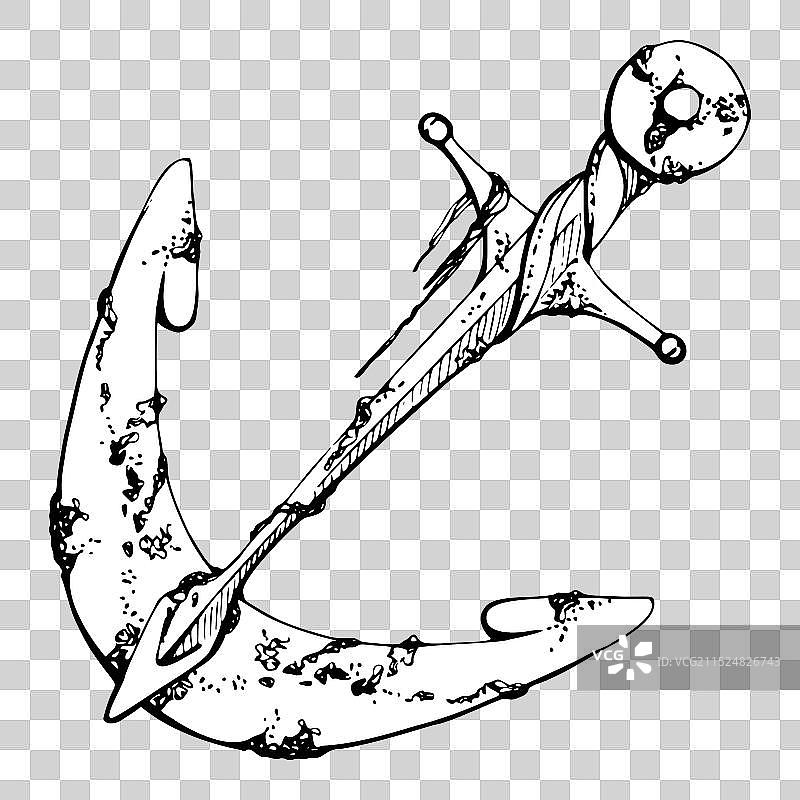 生锈船锚沉船海藻图片素材