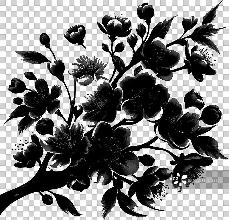 樱花剪影艺术图案图片素材