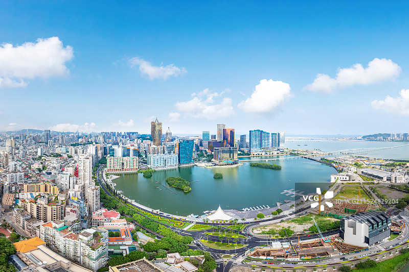 航拍澳门南湾湖景城市风光全景图片素材