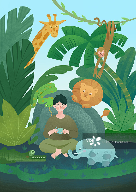 人与动物和谐相处图片素材