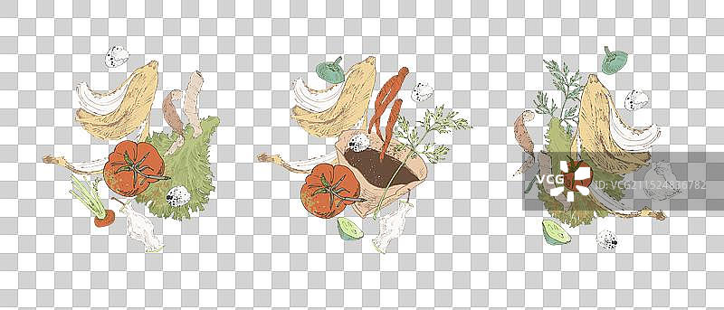 食物垃圾堆肥雕刻套装图片素材