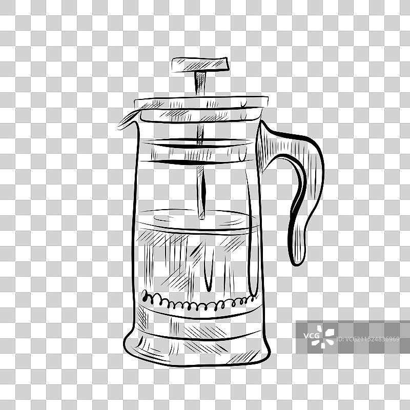 咖啡滤纸线条画图片素材