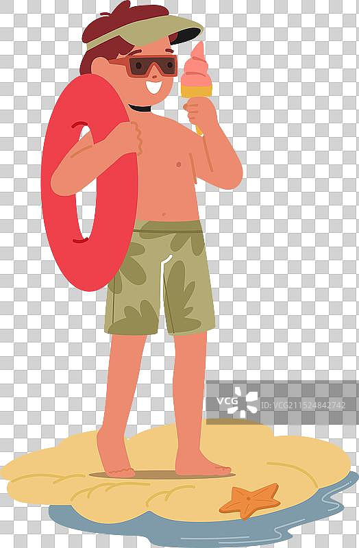 抱着游泳圈的可爱男孩图片素材