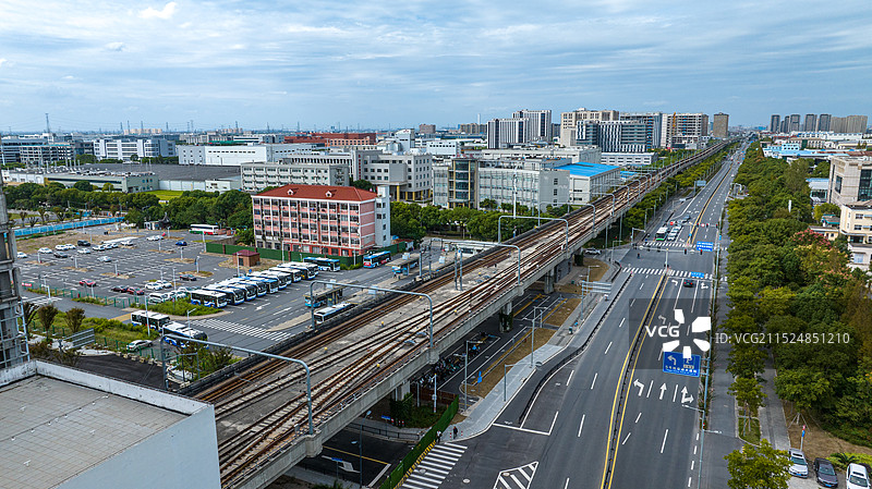 上海奉贤奉浦大道地铁站航拍图片素材
