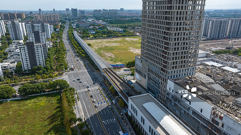 上海奉贤奉浦大道地铁站航拍图片素材