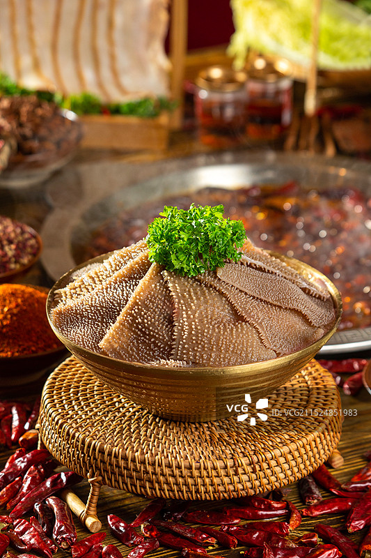 重庆火锅毛肚特写镜头图片素材