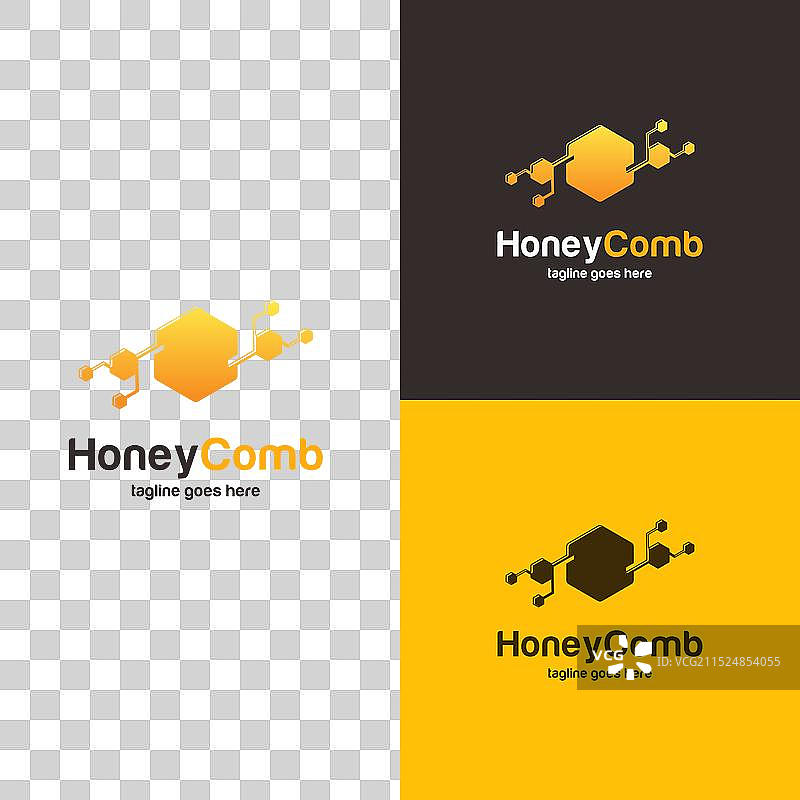 蜜蜂或科技蜂巢logo设计概念图片素材