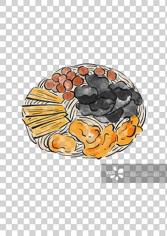 国潮风莆田美食插画元素-妈祖面图片素材