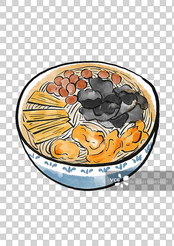 国潮风莆田美食插画元素-妈祖面图片素材