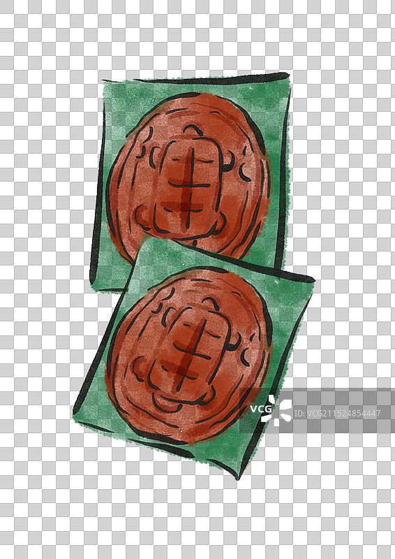 国潮风莆田美食插画元素-红粿图片素材