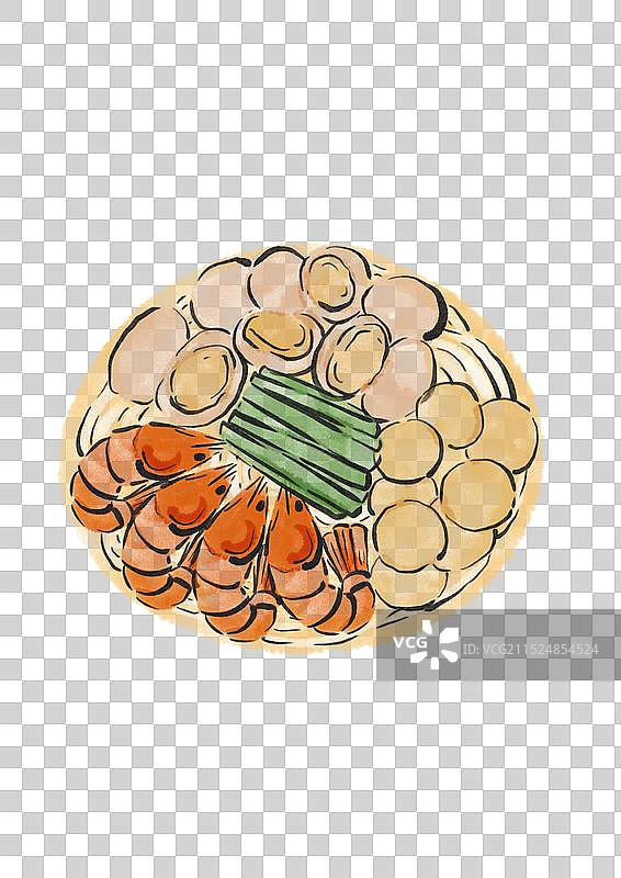 国潮风莆田美食插画元素-卤面图片素材