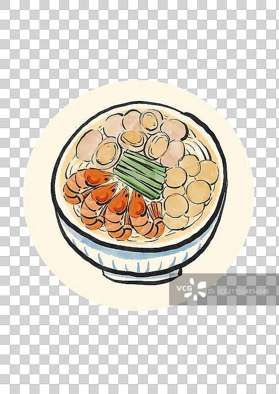 国潮风莆田美食插画元素-卤面图片素材