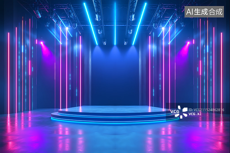 【AI数字艺术】科技空间展台图片素材