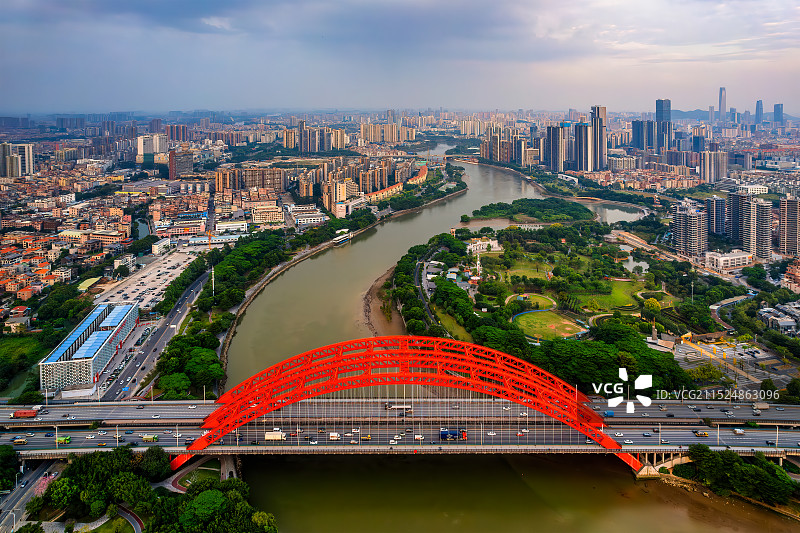 东莞水道沿岸城市发展建设成就图片素材