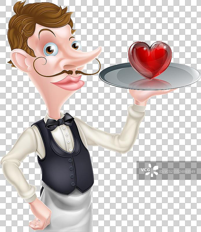 卡通服务员与爱心图片素材