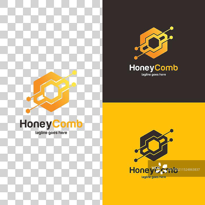 蜜蜂或科技蜂巢logo设计概念图片素材