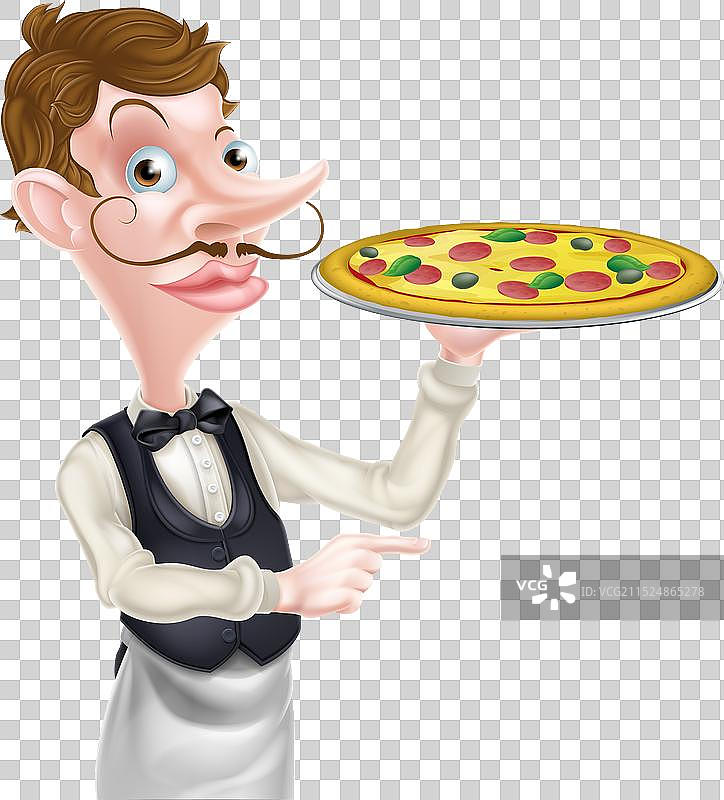 披萨服务员指示图片素材