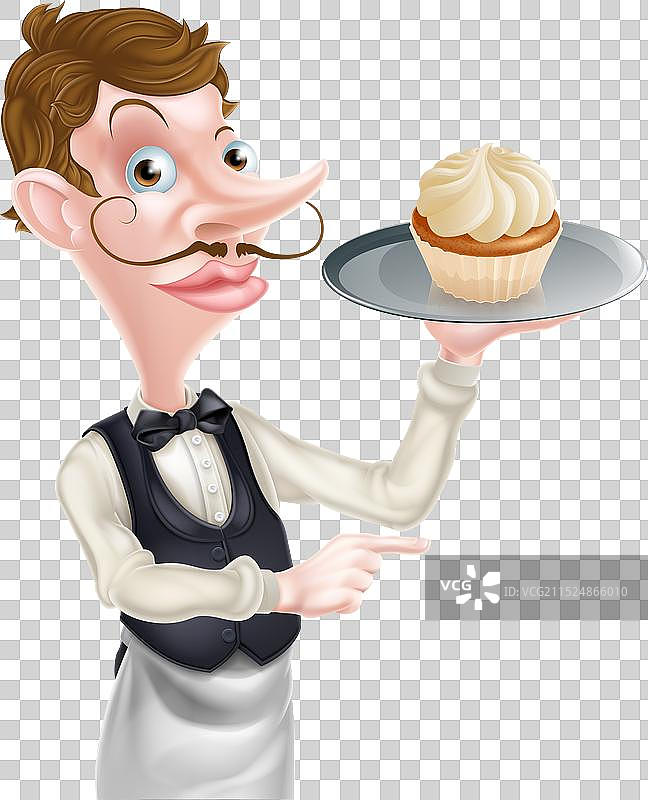手捧蛋糕的服务员图片素材