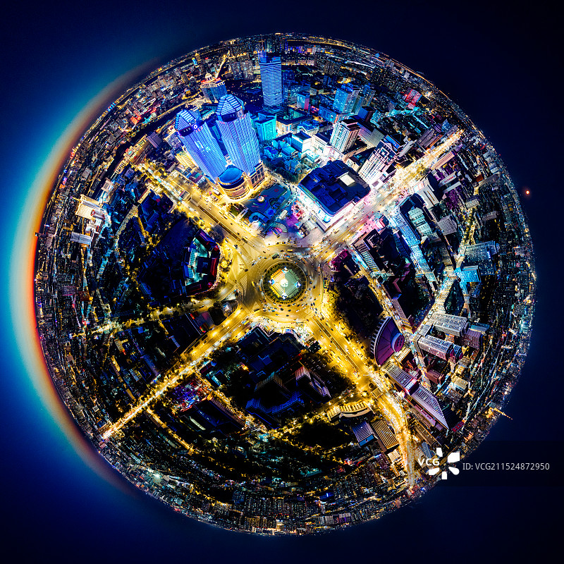 哈尔滨 红博广场 航拍夜景图片素材