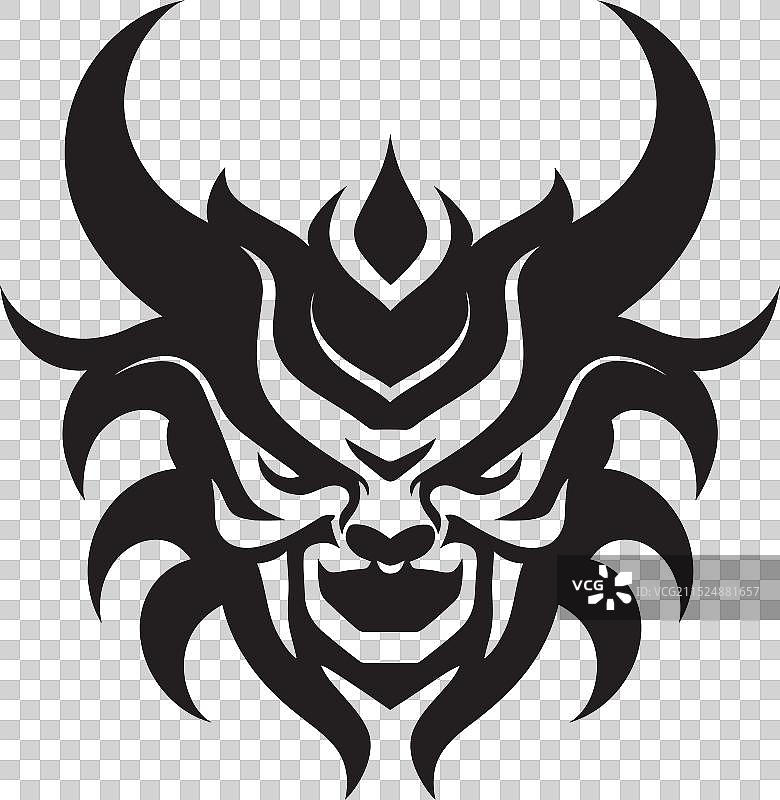 日式鬼面黑色时尚图标图片素材