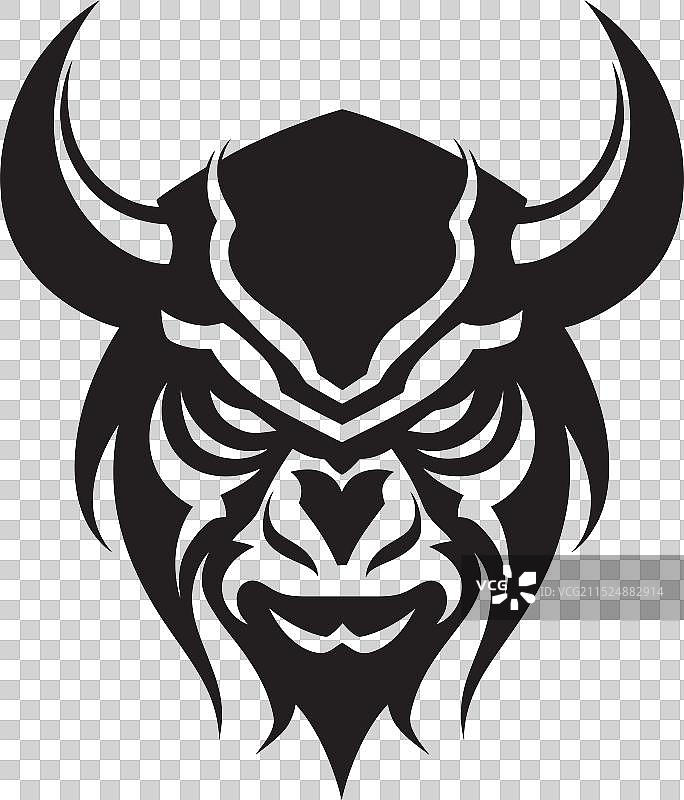 阴影黑色鬼头标志图片素材