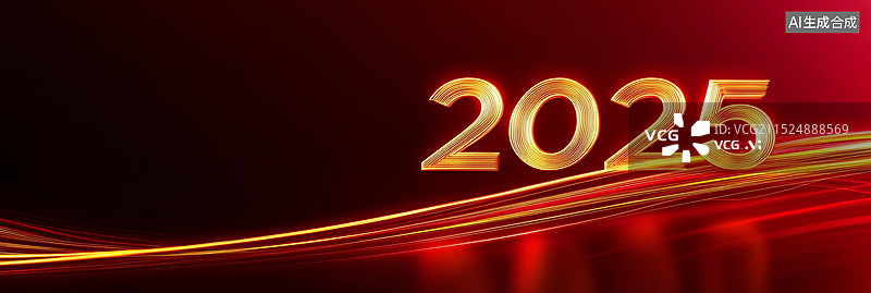 【AI数字艺术】2025蛇年新年数字国风千里江山红色金色党建春节banner喜庆文字背景图片素材
