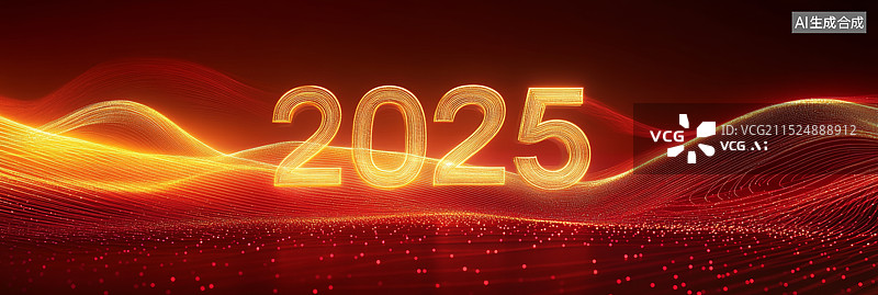 【AI数字艺术】2025蛇年新年数字国风千里江山红色金色党建春节banner喜庆文字背景图片素材