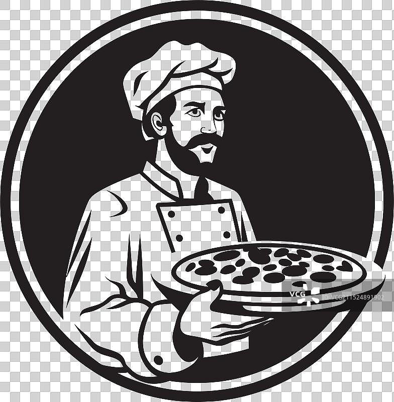 美味大师黑色灵感披萨厨师logo图片素材