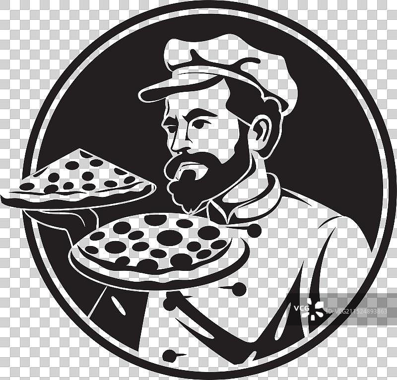 美味披萨黑色工艺图标图片素材