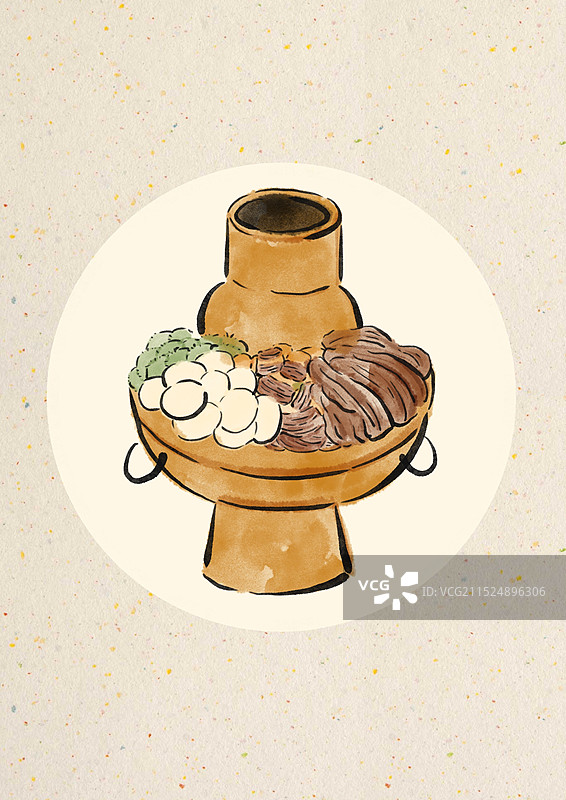国潮风青海美食插画-青海土锅图片素材