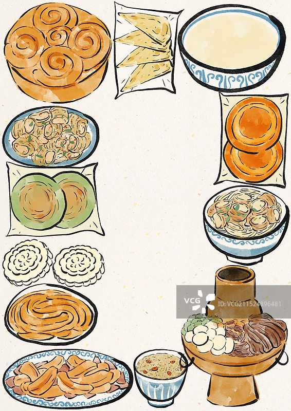 国潮风青海美食插画图片素材