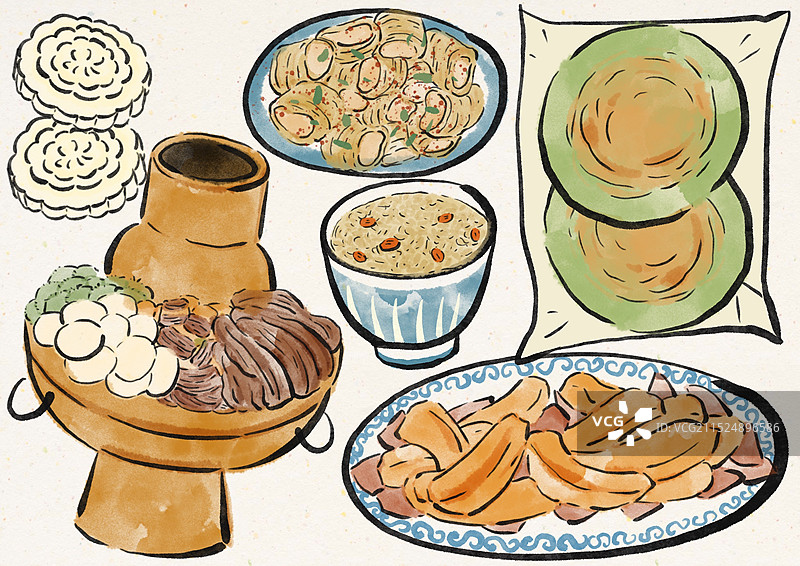 国潮风青海美食插画图片素材