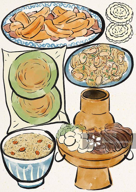 国潮风青海美食插画图片素材