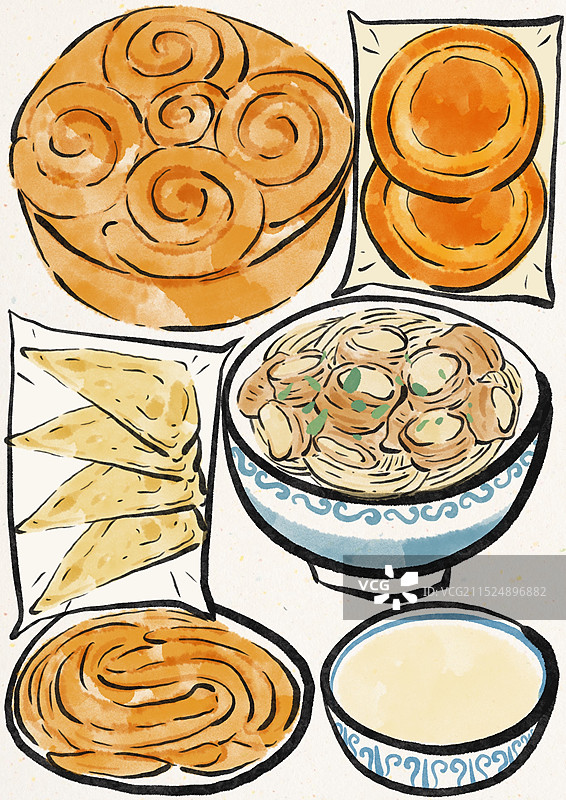 国潮风青海美食插画图片素材