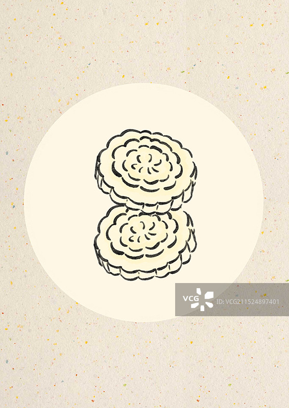 国潮风青海美食插画-牦牛奶饼图片素材