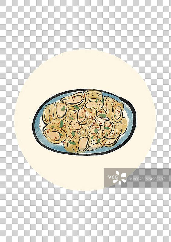 国潮风青海美食插画元素-羊肥肠图片素材