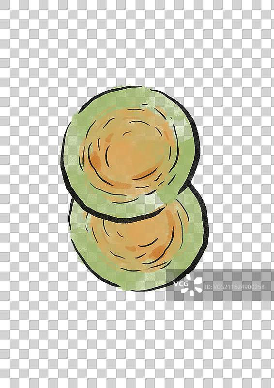 国潮风青海美食插画元素-青海青稞饼图片素材