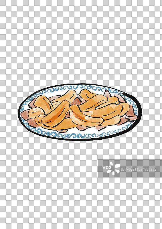 国潮风青海美食插画元素-清蒸牛蹄筋图片素材